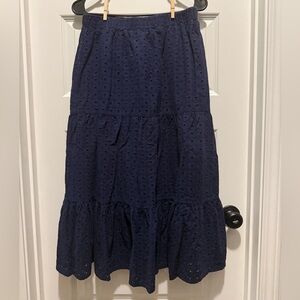 Crown & Ivy Navy Eyelet Maxi Skirt